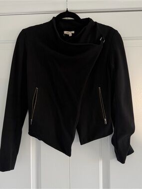 Helmut Lang Black Moto Style Cropped Bomber Blazer Jacket - Size S